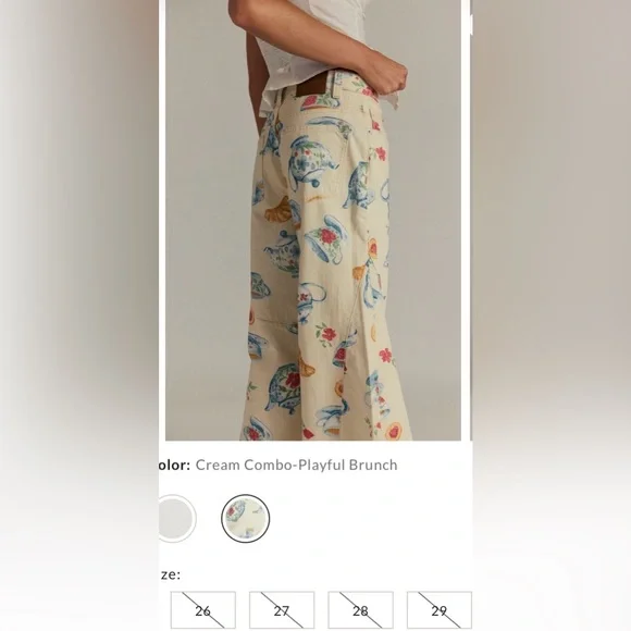 We The Free Eden Printed Wide Leg Slouchy Flare Jeans Size 28 NWT - Picture 2 of 14